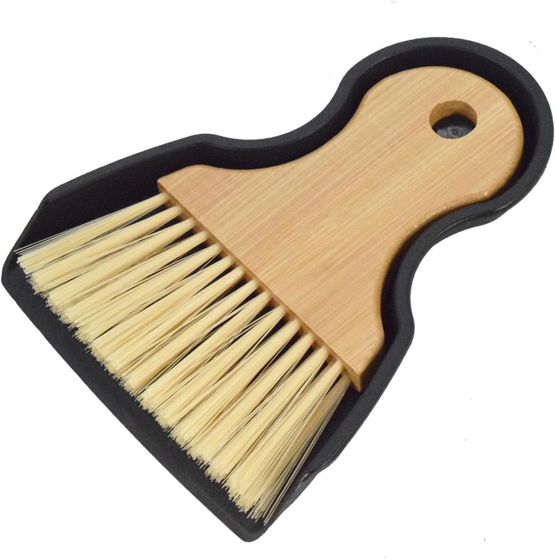 BSMstone Mini Broom and Dustpan Set Portable Hand Broom with Bamboo Handle Small Crumb Sweeper for Home, Bathroom, Kitchen, Car Interior, Office, Pet Areas (Black) - Image 1
